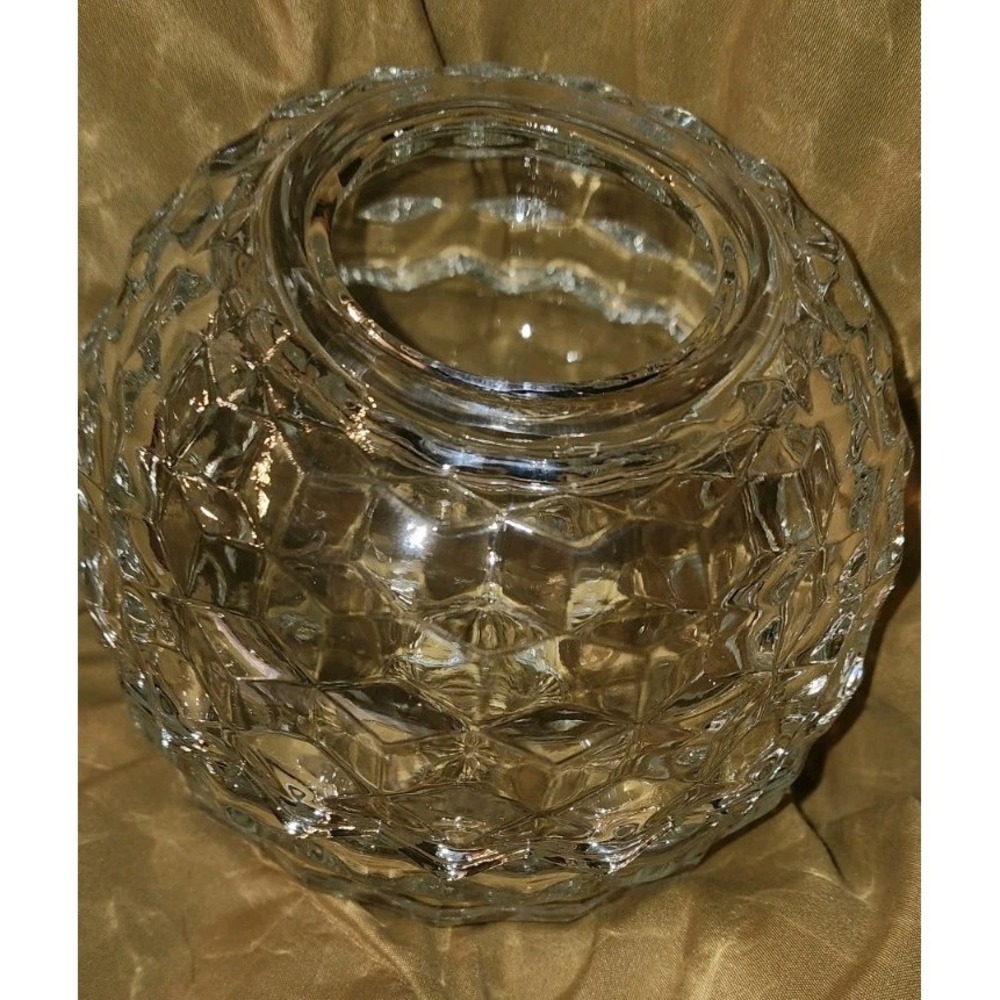Vintage Fostoria American Fairy Lamp Clear Glass Cube Pattern Candle Holder 2pc - Picture 6 of 8